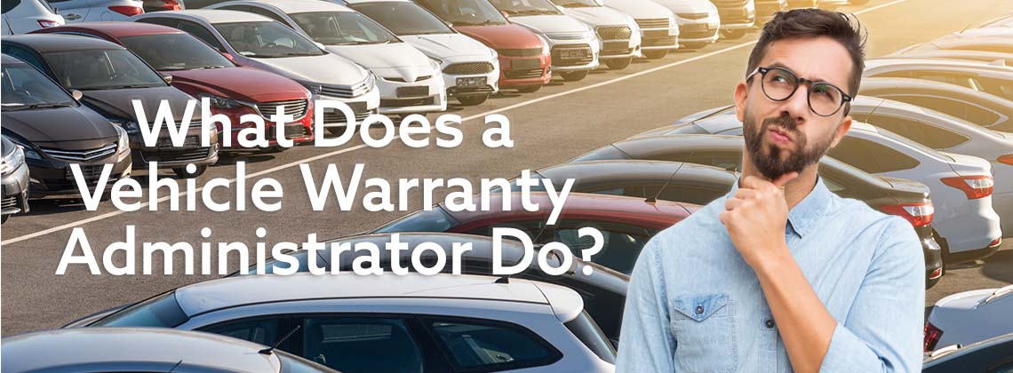 Car lot with a man in the foreground with a curious expression on him face.